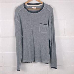Carbon 2 Cobalt men’s thermal waffle knit gray Henley pullover shirt size XL
